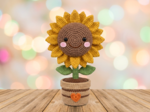 Smiling Sunflower in a Pot Amigurumi — Free Crochet Pattern