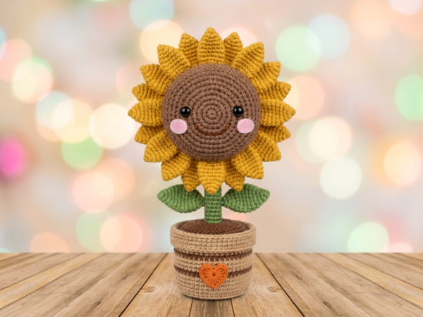 Smiling Sunflower in a Pot Amigurumi — Free Crochet Pattern