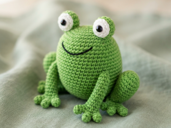 Ribbit the Frog amigurumi crochet toy