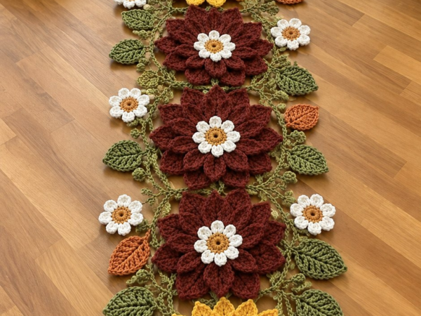 Sunflower & Dahlia Harvest Table Runner — Free Crochet Pattern