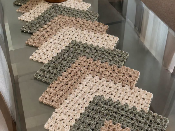 Earthy Granny Zigzag Table Runner – Free Crochet Pattern