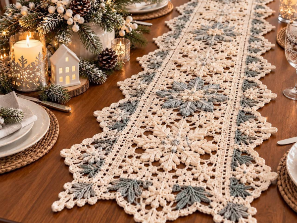 Frosted Snowflake Lace Table Runner – Free Crochet Pattern