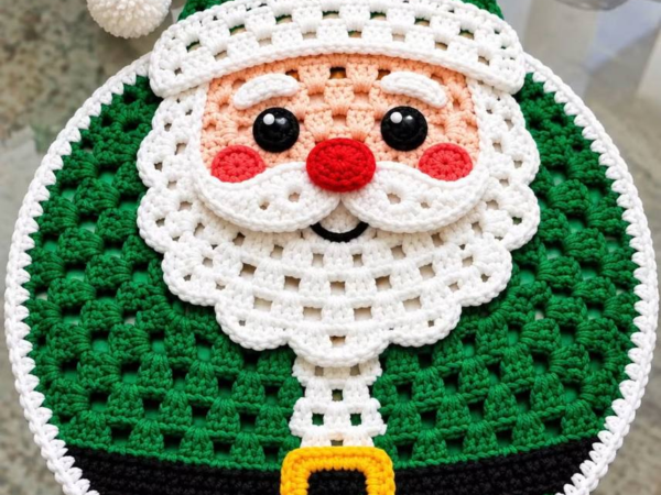 Green Santa Claus Doily Placemat