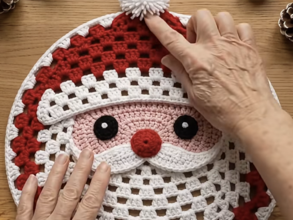 Red Santa Claus Round Doily Placemat